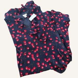 J. Crew Navy Dress with Red Cherry Print